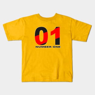 NUMBER-01-BLACK-AND-RED--COLOR Kids T-Shirt